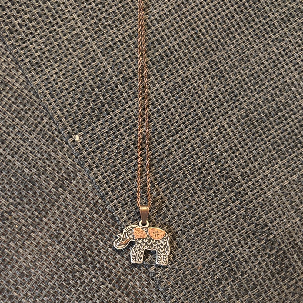 Alex and Ani Copper-Tone Elephant Pendant Necklace